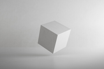 Poster - Abstract architecture space with concrete cube. Geometry.  3d render.	
