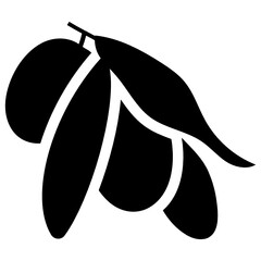 Sticker - flat icon of sour unripe mango, summer season fruit 
