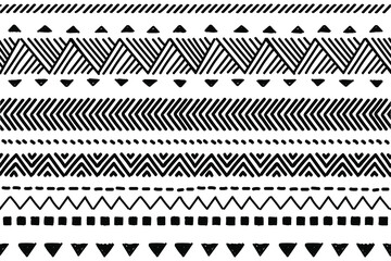 Wall Mural - Ethnic vector seamless pattern. Tribal geometric background, boho motif, maya, aztec ornament illustration. rug textile print texture