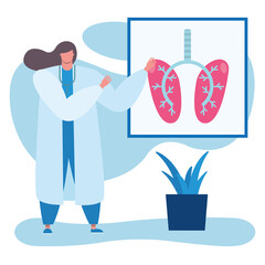 Sticker - professional female doctor with lungs human