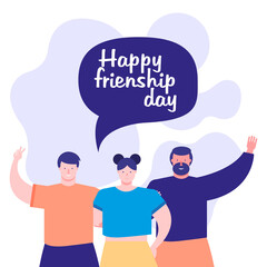 Wall Mural - friendship day celebration with young people and speech bubble