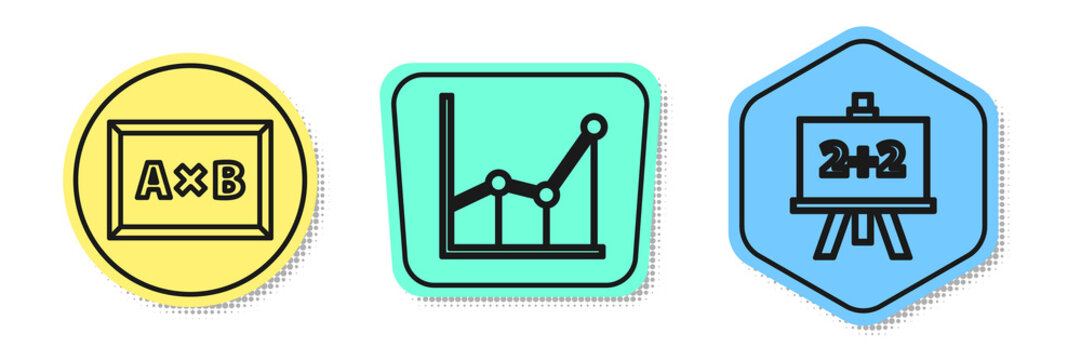 Set line Calculation, Sigma symbol and Calculator. Colored shapes. Vector.