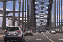 Driving Across The Sydney Harbour Bridge Heading South To The City