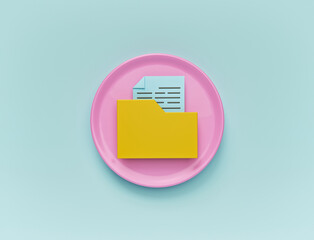 Fototapete - minimal concept. folder and document icon, sign, symbol. 3d rendering