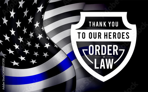 Cuadros en Lienzo Thin blue line usa flag. Police symbol. Vector illustration