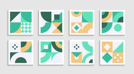 Poster - Modern Geometric artwork poster set with simple shape and figure. Abstract minimalist pattern design style for web, banner, business presentation, branding package, fabric print, wallpaper