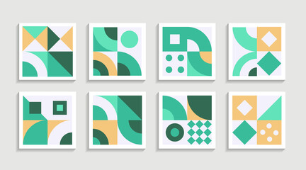 Poster - Modern Geometric artwork poster set with simple shape and figure. Abstract minimalist pattern design style for web, banner, business presentation, branding package, fabric print, wallpaper