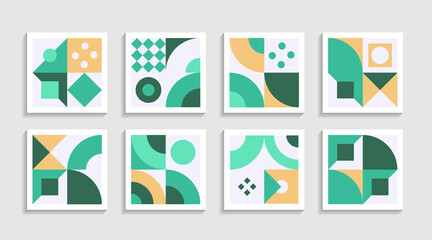 Poster - Modern Geometric artwork poster set with simple shape and figure. Abstract minimalist pattern design style for web, banner, business presentation, branding package, fabric print, wallpaper