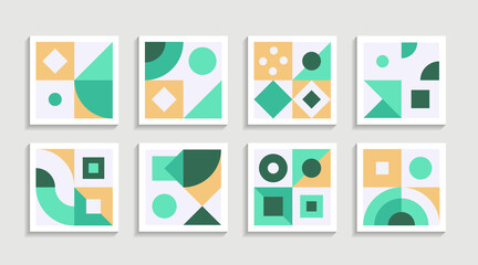 Poster - Modern Geometric artwork poster set with simple shape and figure. Abstract minimalist pattern design style for web, banner, business presentation, branding package, fabric print, wallpaper