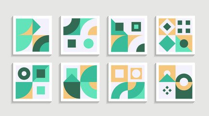 Poster - Modern Geometric artwork poster set with simple shape and figure. Abstract minimalist pattern design style for web, banner, business presentation, branding package, fabric print, wallpaper