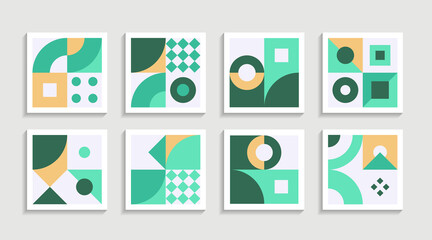 Poster - Modern Geometric artwork poster set with simple shape and figure. Abstract minimalist pattern design style for web, banner, business presentation, branding package, fabric print, wallpaper