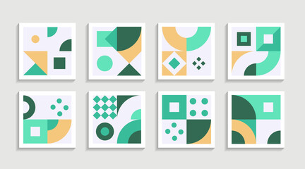 Poster - Modern Geometric artwork poster set with simple shape and figure. Abstract minimalist pattern design style for web, banner, business presentation, branding package, fabric print, wallpaper
