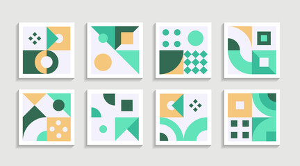 Poster - Modern Geometric artwork poster set with simple shape and figure. Abstract minimalist pattern design style for web, banner, business presentation, branding package, fabric print, wallpaper