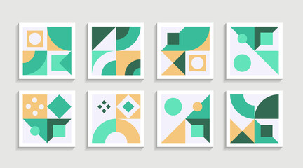 Poster - Modern Geometric artwork poster set with simple shape and figure. Abstract minimalist pattern design style for web, banner, business presentation, branding package, fabric print, wallpaper