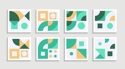 Poster - Modern Geometric artwork poster set with simple shape and figure. Abstract minimalist pattern design style for web, banner, business presentation, branding package, fabric print, wallpaper