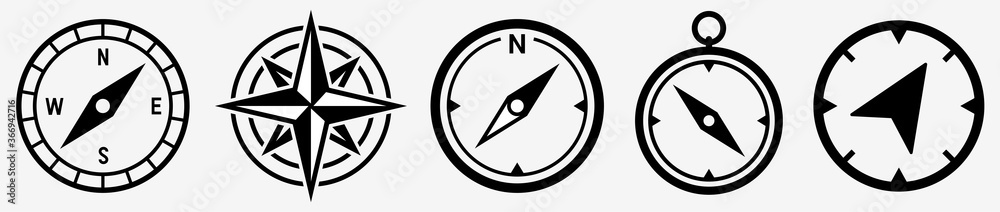 Compass icon set. Compass symbol. Vector - obrazy, fototapety, plakaty 