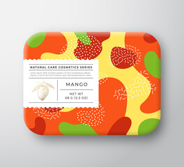 Wall Mural - fruits bath cosmetics box. vector wrapped paper container with care label cover. packaging design. m