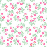 Fototapeta Perspektywa 3d - Seamless pattern with simple vectorized flowers. Endless background for wallpapers, goods covers or fashion fabric.