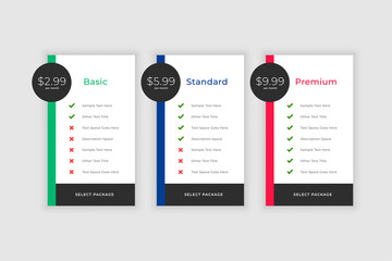 plans and pricing comparision template for websites and app