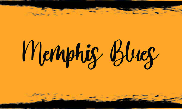 Memphis Blues, Modern Typography Handwritten Calligraphy 
Black Color Text On Yellow Background