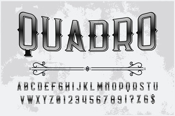 Poster - vintage font, typeface design, white and black style background, alphabet vector design