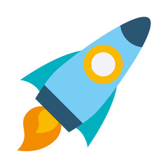 Poster - space rocket icon, flat style