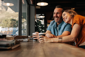 Beautiful couple in the bistro