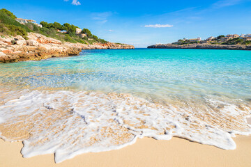 Beautiful sand beach bay scenery on Majorca island, Spain