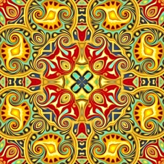 Wall Mural - Abstract decorative multicolor texture kaleidoscopic pattern computer generated fractal design.