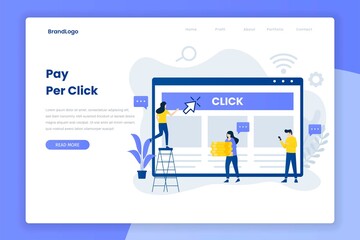 Wall Mural - Pay per click illustration for landing page. Illustration for websites, landing pages, mobile applications, posters and banners.