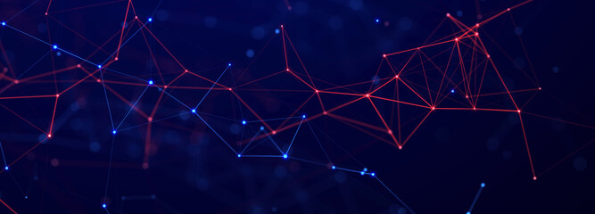 Aufkleber - Technology background. Abstract digital combination dots and lines. Network connection structure. 3d Widescreen