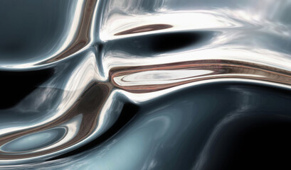 A 3d Rendering of a Cloudy Afternoon Sky Reflected in a Rippling Chrome Surface; Reminiscent of Custom Chromed Partes from a Car, Truck or Motorcycle.