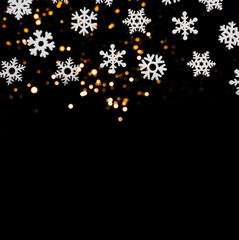 Wall Mural - new year's black color background snowflakes and glitters