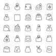 © Matsabe - Bag, icon set. Bags with groats, sugar, flour, etc., various shapes, linear icons. Line with editable stroke