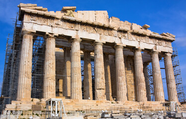 Wall Mural -  Parthenon construction on Acropolis hill in Athens Greece 