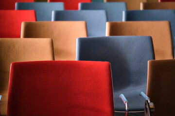 empty chairs in the lecture hall. color