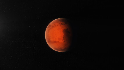 Wall Mural - front view of planet mars is the fourth planet from the sun and the second-smallest planet in the so