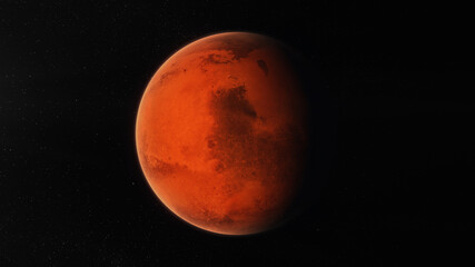 Wall Mural - front view of planet mars is the fourth planet from the sun and the second-smallest planet in the so