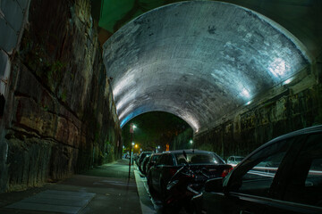 Wall Mural - Night panoramic scene under the bridge from Sidney on february, 2018