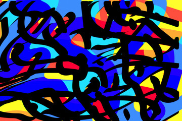 Poster - Oriental abstract modern art poster in multicolor