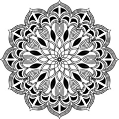Poster - Mandala. Black and white decorative element. Picture for coloring.