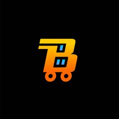 Poster - letter B, shopping cart vector