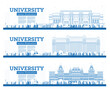 Outline University Campus Set. Study Banners.