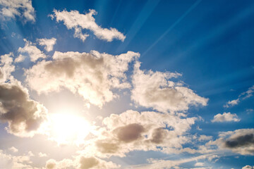 shining sun at clear blue sky