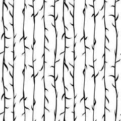 Poster - monochrome seamless background with thin branches