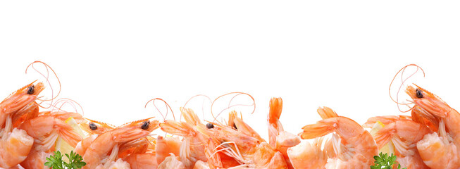 Canvas Print - Fresh shrimps on white background