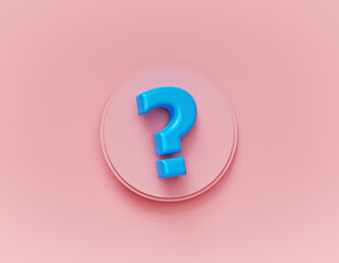 Fototapete - minimal question mark icon on pastel background. 3d rendering