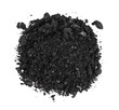 Pile of coal carbon or charcoal dust isolated on white background