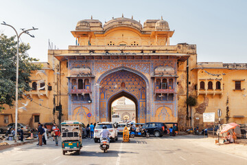 Amazing view of scenic gate at Gangori Bazaar, Jaipur, India