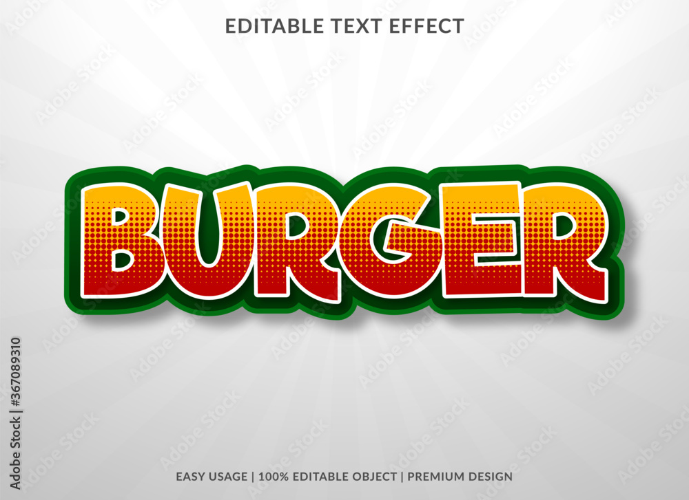 burger text effect template with 3d style and bold font concept use for ...